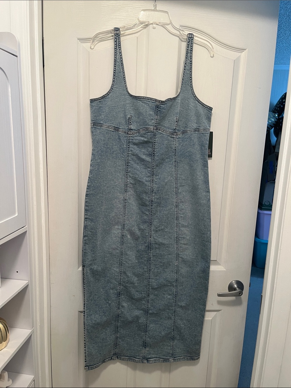 wild fable Light Blue Denim Slip Midi Dress
